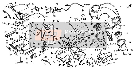 Honda NSS250S 2009 Binnenste vak voor een 2009 Honda NSS250S